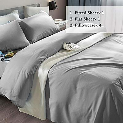 Bed Sheet Set 4-Piece Bedding Set Case Luxury Super Soft Bed Flat & Fitted  Set