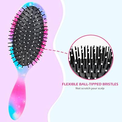 Boar Bristle Hair Brush 2 Pack, HIPPIH Wet & Dry No Pull Curved