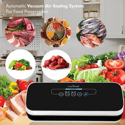 NutriChef Reusable Vacuum Food Bags Automatic Food Vacuum Sealer