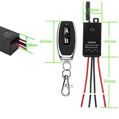 idealWIN Mini 12V Wireless Remote Switch,Remote Control Switch for 10A Relay,DC5~48V/328 ft Long Range,Covering 5V Wireless Switch and 12V Remote