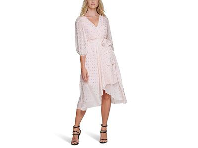 DKNY V-Neck Faux Wrap Dress with Balloon Sleeve (Powder) Women's Dress -  Yahoo Shopping