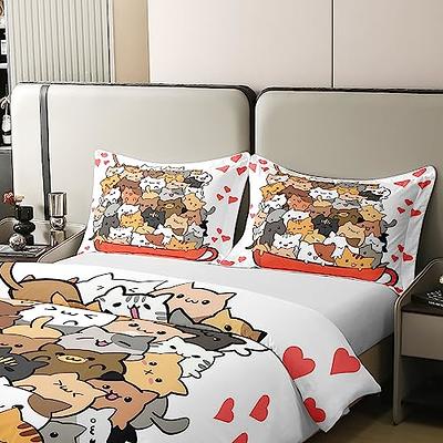 Kitten Twin Duvet Cover Kids, Luxury Soft Microfiber with Zipper