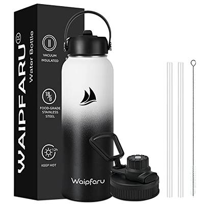 BOGI 40oz Insulated Water Bottle, Double Wall Vacuum Stainless Steel Water  Bottle with Straw and 3 Lids, Sweat-Proof Wide Mouth Steel Water Bottle