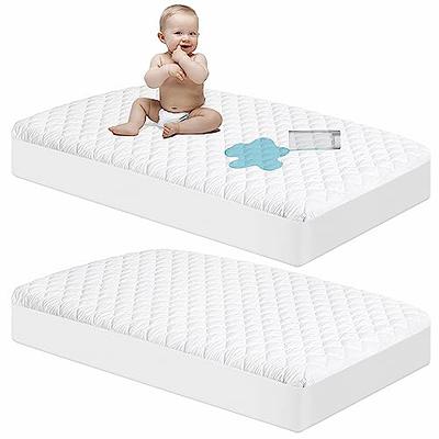 Yoofoss 2 Pack Waterproof Crib Mattress Protector, Quilted Fitted Crib