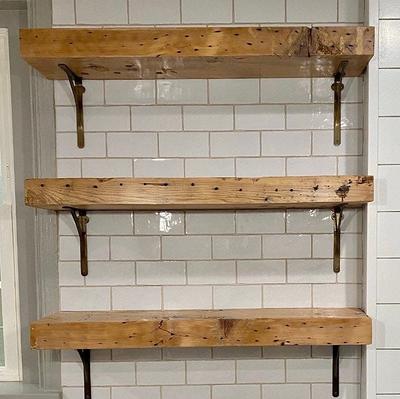 Rustic Wood Floating Shelf with Mounting Bracket, Heavy Duty