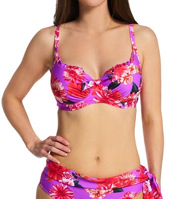 Pour Moi Women's Getaway Underwire Swim Top in Ultraviolet Floral (80012), Size 34FF
