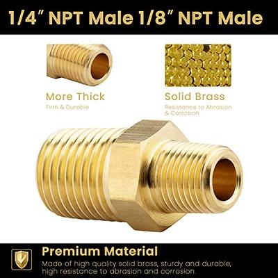  KOOTANS 1/4 NPT x 1/8 NPT Male Solid Brass Nipples, Heavy Brass  Pipe Adapter Fittings Hex Reducing Nipples Connectors 4Pieces : Industrial  & Scientific