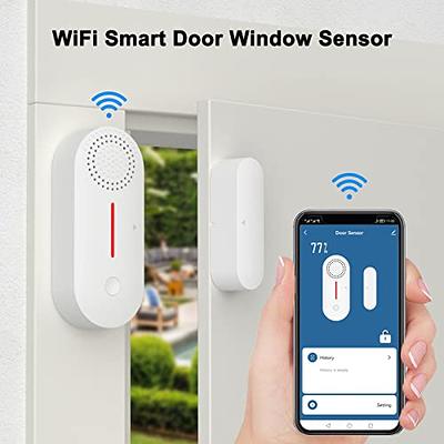 WiFi Door Sensor Alarm: Smart Door Window Sensor with 90db Real-time Alarm,  App Notification,Wireless Door Open Contact Sensor for Home Security  Burglar Alert Compatible with Alexa Google Home (4pack) 
