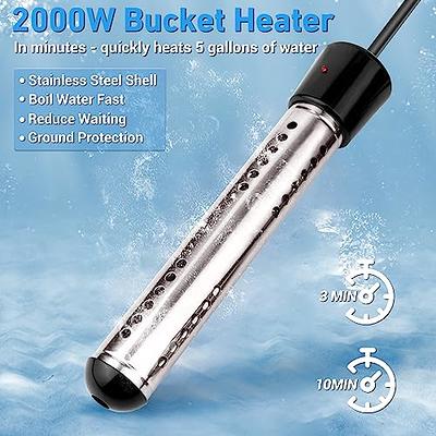 Immersion Water Heater, 1500W Electric Bucket Heater Stainless-Steel  Portable Submersible Water Heater with Digital Thermometer for Inflatable  Pool Bathtub, Basin 