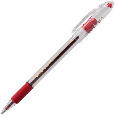 Pentel R.S.V.P. Ballpoint Pens Fine Point 0.7 mm Clear Barrel Red Ink Pack  Of 12 - Office Depot