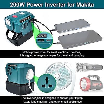 Power Inverter 200W for Makita 18V Battery,with AC Outlet and USB/Type-C,  200LM LED Light, 18V DC to 120V AC for Outdoor, Garage, Camping (Batteries  not Included) - Yahoo Shopping