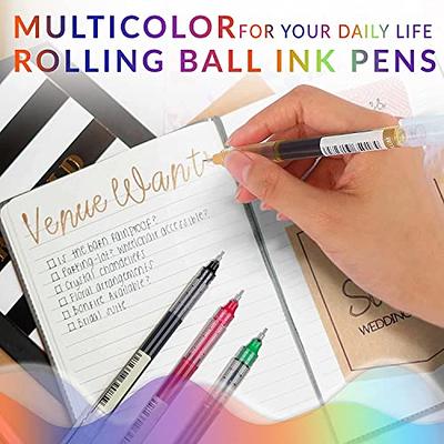 EZWORK 12 Pieces Rolling Ball Pens, Quick Dry Ink 0.5 mm Extra