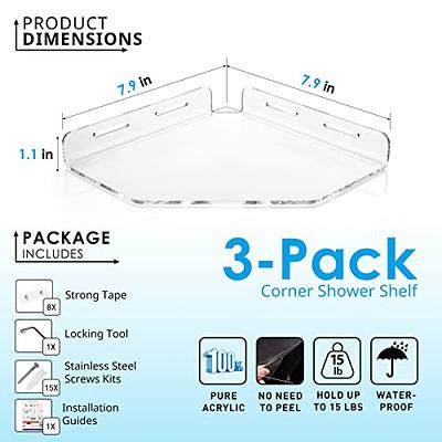 OAPRIRE 3-Pack Corner Shower Shelf, Acrylic Wall Mounted Bathroom Shower  Organizer with Adhesive, Corner Shower Caddy for Bathroom, Bathtub and  Toilet (Clear) - Yahoo Shopping