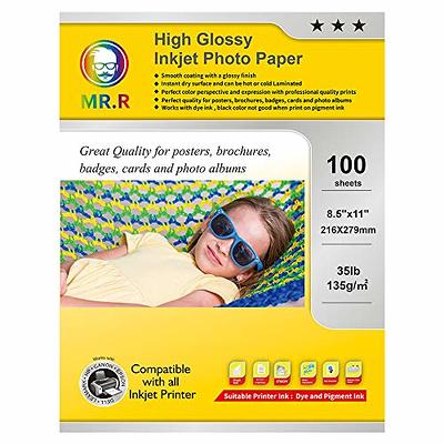 Single Sided Heavyweight Glossy Cardstock Size 8 1/2 inch x 11 inch - Pack of 50 Sheets, White