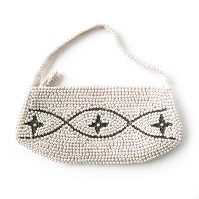 La Regale Ltd. Evening Bag, Hand Beaded, White Pearlescent with