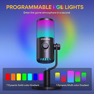 Desktop Microphone Condenser Mic with RGB Gaming Ambient Light for