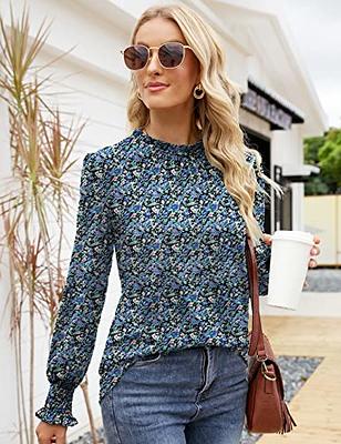 Womens Tunic Blouse Puff Sleeve Shirts Business Work Tops for