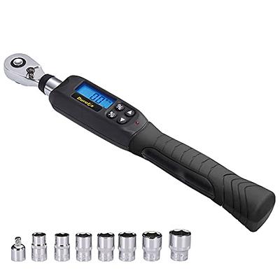 Leolee 1/2-Inch Drive Digital Torque Wrench with Angle, 7.38-147.5  Ft-Lb/10-200 Nm Electronic Torque Wrench with Preset Value, Data Storage,  Buzzer, LED Flash Notification for Motorcycle, Car 