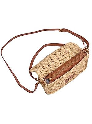 OWGSEE Straw Beach Bag, Small Straw Purse for Women Summer Woven