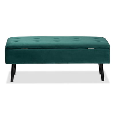 Baxton Studio Caine Upholstered Tufted Bench Green Yahoo Shopping