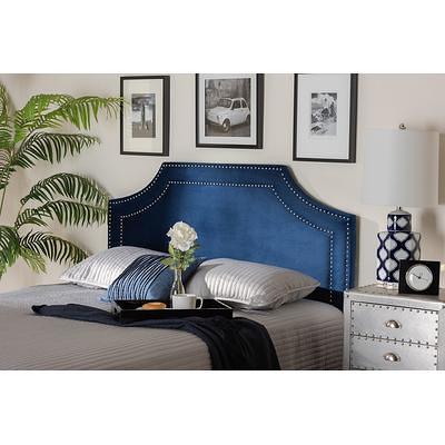 Baxton Studio Cora Modern and Contemporary Royal Blue Velvet Fabric  Upholstered Headboard 