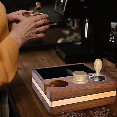 Walnut Coffee Knock Box With Espresso Tamping Station Espresso