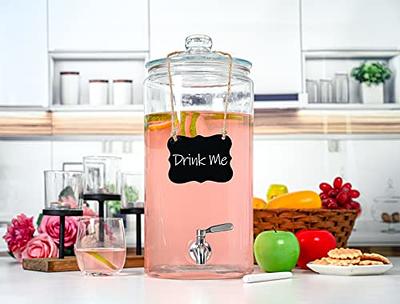 2-Gallon Glass Drink Dispenser for Parties, Beverage Dispenser with  Stainless Steel Spigot, Fruit Infuser, Marker & Chalkboard - 100% Leakproof  Water Dispenser for Lemonade & Laundry Detergent - Yahoo Shopping