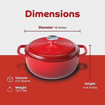 Segretto Cookware Enameled Cast Iron Dutch Oven with Handle, 4.57 Quarts,  Rosso (Red) 4.57 qt Oven