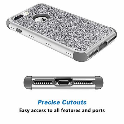 Hython iPhone 8 Plus Case, iPhone 7 Plus Case, Heavy Duty Defender  Protective Case Bling Glitter Sparkle Hard Shell Armor Hybrid Shockproof  Rubber