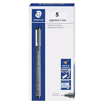 STAEDTLER Pigment Liner, Fineliner Pen for Drawing, Drafting, Journaling,  0.3mm, Black, Box of 5 Pens, 308 03-9M - Yahoo Shopping