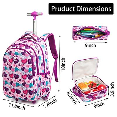 Jasminestar Rolling Backpack for Girls 18inch with Lunch Bag and Pencil  Case, Lightweight School Bookbags for Boys and Girls - Yahoo Shopping