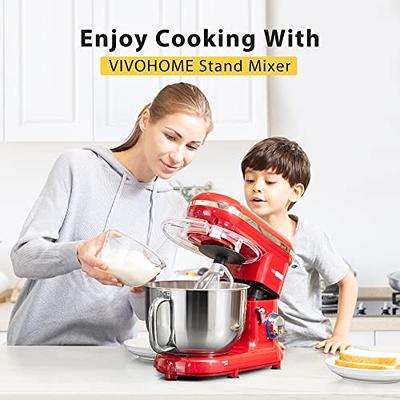 HOMCOM Stand Mixer with 6+1P Speed, 600W Tilt Head Kitchen Electric Mixer with 6 qt Stainless Steel Mixing Bowl, Beater, Dough Hook and Splash Guard