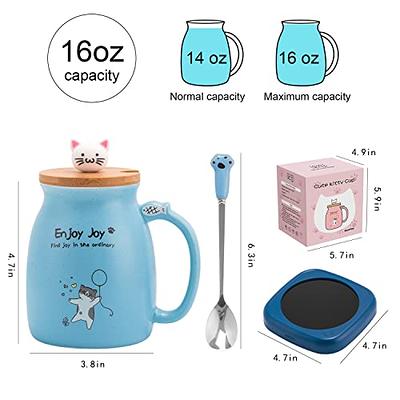 Bsigo RNAB0BWDNBW13 bsigo electric led display smart coffee mug warmer &  cute cat mug set, beverage cup warmer for desk, warmer plate for milk te