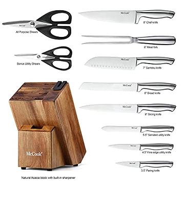 McCook® Knife Sets with Built-in Sharpener,German Stainless Steel Hollow  Handle Kitchen Knives Set in Acacia Block - Yahoo Shopping