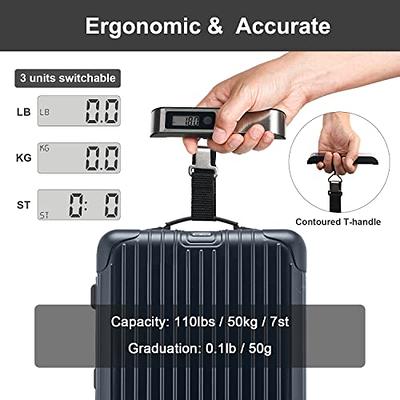 Digital Luggage Scale, 110LB Portable Handheld Baggage Scale for Travel, Suitcase  Scale with hook, Battery Included with Overweight Alert, White Backlight  LCD Display - Silver 