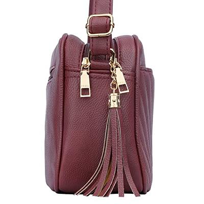 KKXIU Quilted Double Compartment Multiple Pocket Crossbody Bag for Women  and Teen Girls Stylish Shoulder Purse with Tassel (c-Wine) - Yahoo Shopping