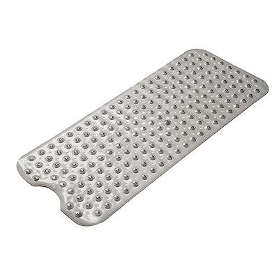 DEXI Bath Tub Shower Mat Non-Slip 16 x 39 Extra Long Bathtub Mats, Suction Cups, Drain Holes, Machine Washable Bathroom Mat, Clear