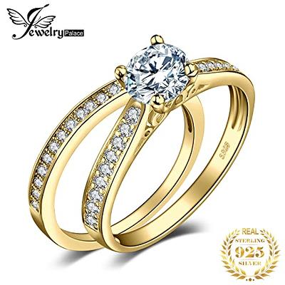 JewelryPalace Wedding Eternity Band Engagement Rings for her, Yellow Gold  Plated 925 Sterling Silver Promise Rings for Women, Anniversary Simulated  Diamond Ring Set, Girls Womens Jewelry Set 9 - Yahoo Shopping