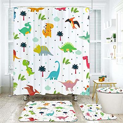 Cartoon Shower Curtain Set, Waterproof Shower Curtain With 12