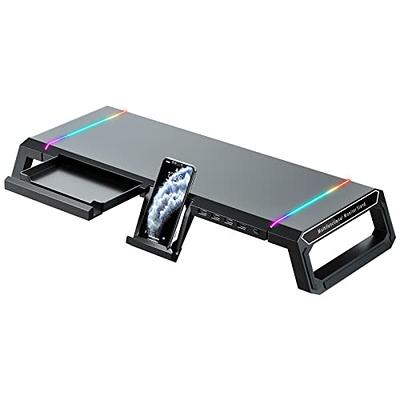 Vaydeer Dual Monitor Stand Computer Riser with USB 3.0 Hub Ports, Aluminum  Strong&Sturdy Stand for Double Computer, TV, PC, Printer, Multi Media