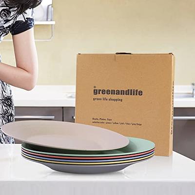 Plastic plates microwave safe and dishwasher safe. Unbreakable, reusable  10 dinner plates. BPA free and eco friendly wheat straw plates and