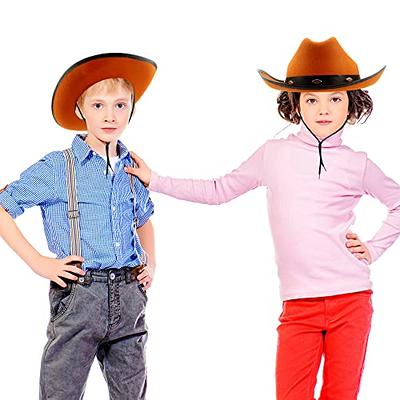 12 Pieces Kids Cowboy Hat Cowboy Costume Accessories Felt Western Hat for  Boy Children for Cowboy Cosplay Party (Black)