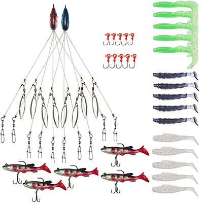 Fishing Bait Rigs Saltwater,15 Packs Luminous Fishing Bait Rigs Saltwater  Fishing Lures Fishing Rigs with Hooks Fish Skin Feather Surf Fishing Rigs