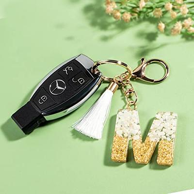 Tassel Letter Keychain Resin Key Holder Women Butterfly Key Chain for Car  Keys (C Letter) 