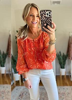 luvamia Blouses for Women Dressy Casual Button Down Blouse Floral Peasant  Tops Lantern Ruffle Long Sleeve Shirts Womens Blouses and Tops Dressy Womens  Tops and Blouses Orangeade Floral Size Large - Yahoo