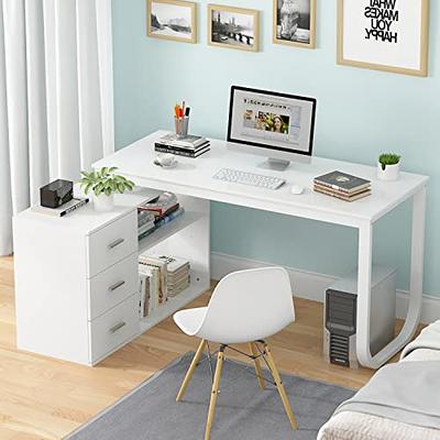 ODK 40 Inch Small Desk with Fabric Drawers- for Bedroom, White Vanity Desk  with Storage, Home Office Computer Desk for Small Spaces, Modern Work  Writing Study Table, White - Yahoo Shopping