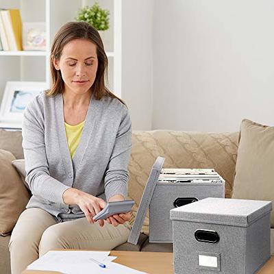 ZICOTO Decorative File Organizer Box - Collapsible Linen Cabinet for Easy Storage - Store All Your Documents and Folders in Style