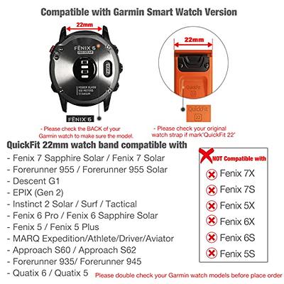 Compatible with Garmin Fenix 6 Sapphire Watch Bands, Forerunner 945 Bands,  22mm Quickfit Silicone Replacement Band Straps Wristband Bracelet Fit for