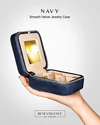 Benevolence LA - Plush Velvet Travel Jewelry Box Organizer with Mirror