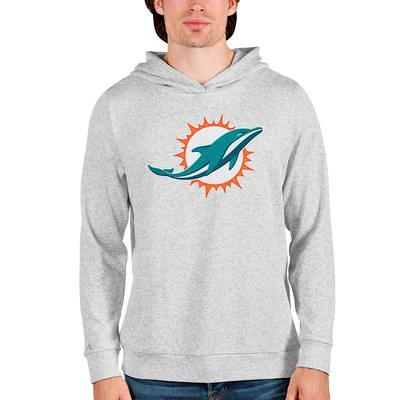 Men's Miami Dolphins Antigua Heathered Gray Team Reward Crewneck Pullover  Sweatshirt